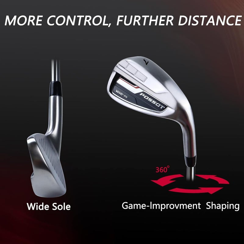 POSSOT Golf Irons Individual,Driving Iron Golf Iron Set for Men 5,6,7,8,9,P,S,W Right Handed with Beginner's Iron Set Regular Flex Steel Shaft, Iron Set - Image 4